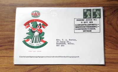 Diamond Jubilee Womens Institute 1975 FDC LLanfairpwllgwyngyll .Free UK Postage - Image 1 of 3