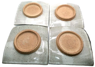 Японская студия искусства керамики квадратные тарелки серый белый стрекоза надпись 4шт набор - Изображение 1 из 4