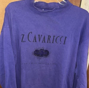 Vtg Z Cavaricci Purple Sweatshirt Men's Crewneck Pullover Grunge Sz L Fit - Picture 1 of 9