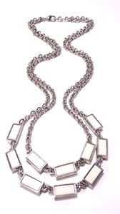 Collar Anthropologie Mujer Howlite Azulejo Rectángulo Dos Capas Plata Nuevo Sin Etiquetas 68 - Imagen 1 de 4