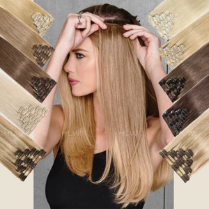 18" 20" 22" 24" Clip In 100% Real Human Hair Extensions Full Head 8pcs Ombre US - Picture 1 of 31