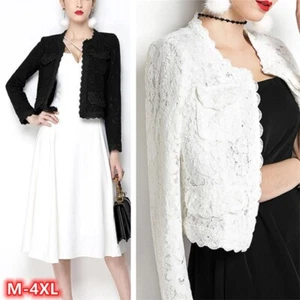 Lady Floral Bolero Capelet Lace Blazer Shrug Cropped Cardigan Evening Party - Picture 1 of 14