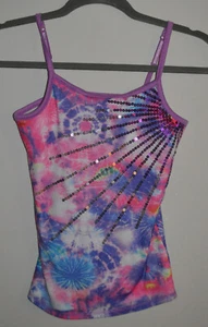 Justice Girls Spaghetti Strap Pastel Tie Dye Tank Top Sequins size 10 - Picture 1 of 5