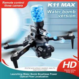 New K11 Max Aerial Photography Drone Water Bomb Launcher 3 HD Cameras - Picture 1 of 29