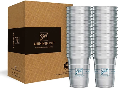 Ball Aluminum Cup Recyclable Party Cups, Ball Logo, 16 Oz. Cup, 30 Cups per Pack - Image 1 of 4