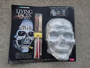 VTG 1989 New Fun World Halloween Living Faces The Skull Makeup Kit Mask Unused - Picture 1 of 6