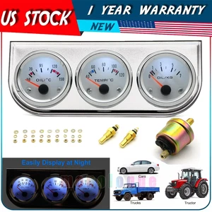 Water Gauge Voltmeter 3 in 1 Gauge Kit Fahrenheit 52MM Chrome 52MM Gauge  Chrome - Bild 1 von 16