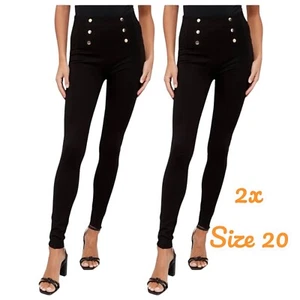 2 leggings a vita molto alta a V - neri taglia UK 20 PEZZI £22 ciascuno - Foto 1 di 5