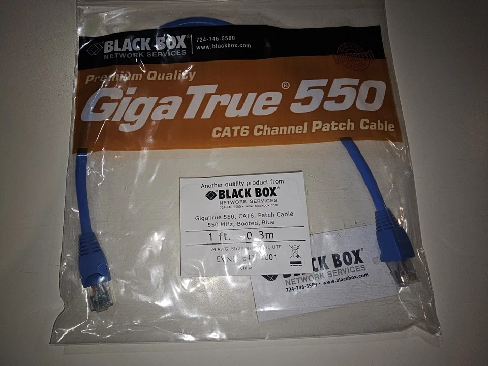 Black Box Premium Quality GigaTrue 550 CAT6 Channel Patch Cable - 1ft 550MHz - Image 1 of 1