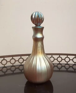 Steven Lundberg Glass Art Scent Perfume Bottle Iridescent Gold Lustre Orb 2000 - Picture 1 of 6
