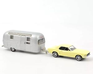 Noreb (NOREV) Minicar 1/43 Ford Mustang 1968 AIRSTREAM With Camping Trailer (Yel