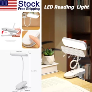 LED Reading Book Light w/Clip Flexible USB Rechargeable Bed Travel Desk Laptop~ - Picture 1 of 19