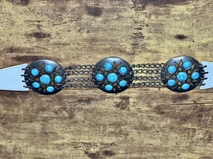 Avignon Vintage 37" Ledergürtel Weißmetall + Türkis Akzente Made in USA - Bild 1 von 15