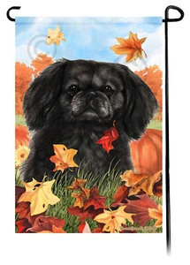 Bandera de jardín Falling Leaves - Pekinés negro - Imagen 1 de 1