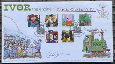 Televisión clásica para niños firmada por Peter Firmin 7.1.2014 FDC Ivor the Engine Foto 1 de 4