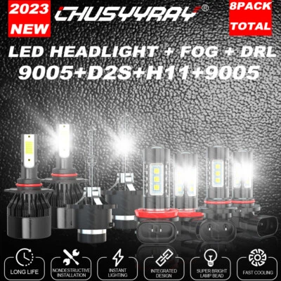 Para Acura RDX 2008-2017 - 8 piezas LED HID Faros Hi/Lo DRL Kit de faros antiniebla Foto 1 de 4