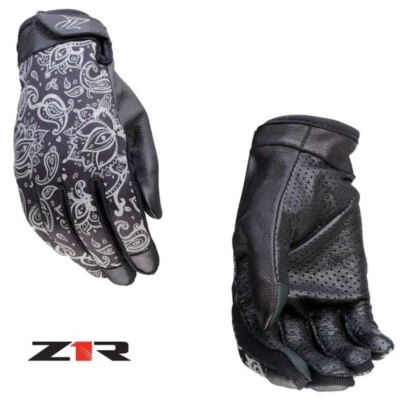 2024 Z1R Women Reflective Street Motorcycle Black Gloves - Pick Size - Image 1 of 4