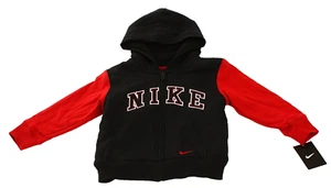 Nike Little Boy's Size 4 Black Red Full Zip Sherpa Lined Hoodie Hooded Jacket - Picture 1 of 3