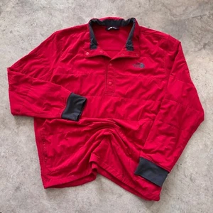 The North Face Pullover Jacket Quarter Snap Front Quilted Puffer Red XXL - Picture 1 of 7