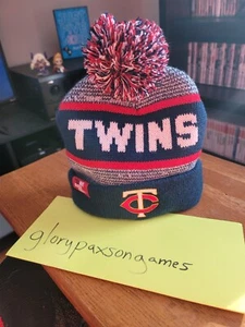 MINNESOTA TWINS Pom Pom Cap Hat Navy & Red Caribou This Is How We Baseball New! - Picture 1 of 3
