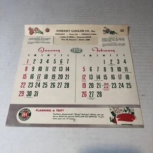 Vtg Somerset Gasoline Co. Sinclair Advertising Calendar 1950 50s KWZ - Picture 1 of 6