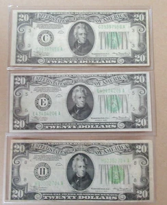Three 1934 $20 Federal Reserve Notes- C39397956A E43404206A H03352704A - Picture 1 of 7