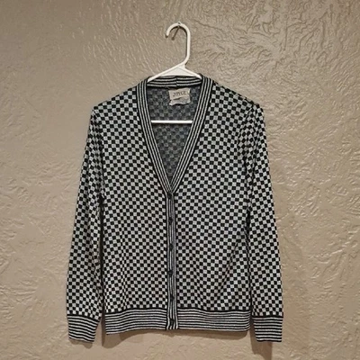 Joyce Timeless Black and White Knit Cardigan Sweater - Image 1 of 4