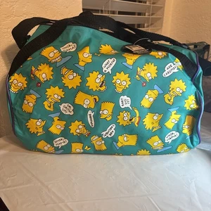 Vintage 1990 The Simpsons Green Small Duffel Bag - Bart & Lisa Zitate - Neu - Bild 1 von 7