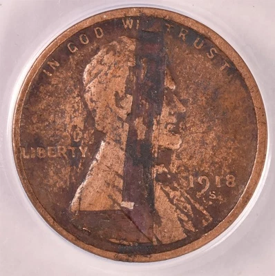 1918-S Lincoln Wheat Penny Cent - ANACS GOOD 6 Details Major Obverse Lamination - Image 1 of 3