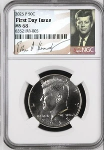 2025 P  KENNEDY NGC MS68 68 HALF DOLLAR , FIRST DAY ISSUE - FDI  (Highest Grade) - Picture 1 of 1
