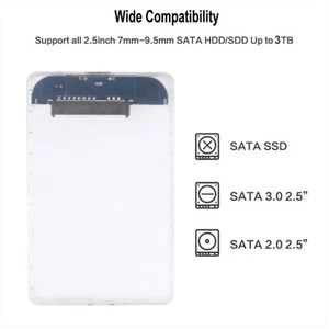 Boîtier de disque dur externe micro USB 3.0 1 pièce étui externe transparent pour - Photo 1/11