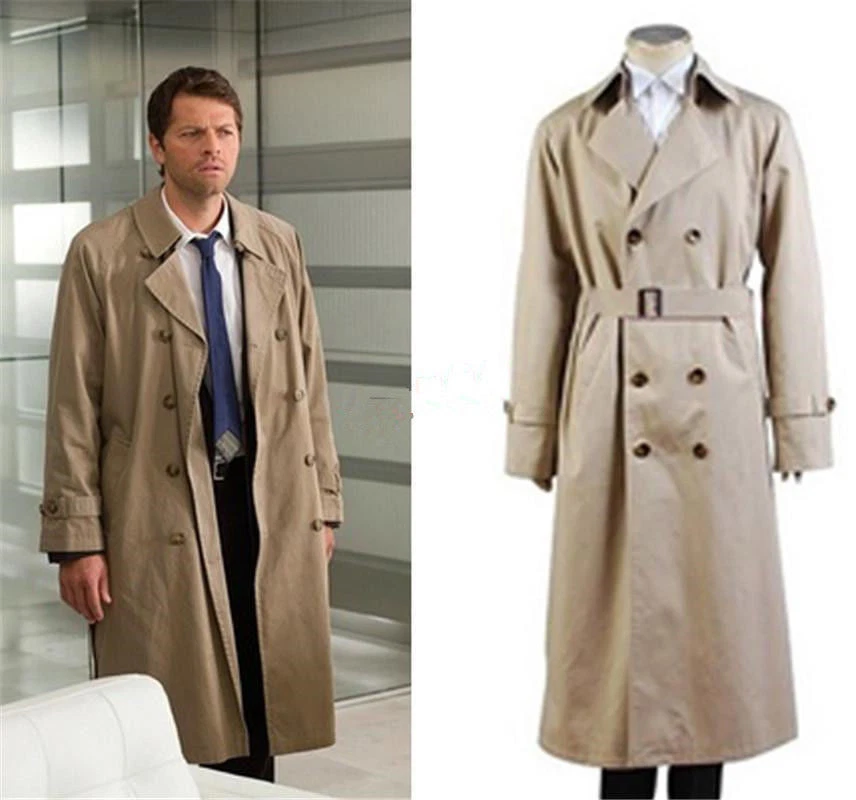 Hunter Angel Emmanuel Cas/Castiel саржи Тренч косплей костюм - Изображение 1 из 4