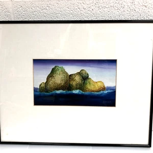 Interesante Pintura Modernista Contemporánea Original A García P Paisaje Marino Rocas - Imagen 1 de 14