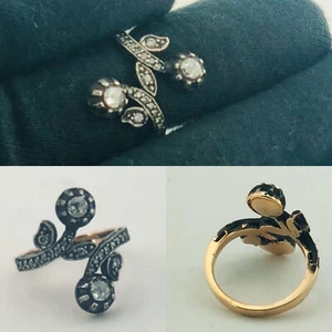 Diamant Ring Edel Art déco Gold Ring  mit Diamanten Altschliff  - Picture 1 of 5
