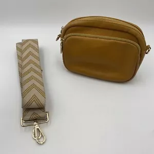 Pom Pom London Mustard Yellow Mayfair Bag With Weave Strap W10 - Picture 1 of 21