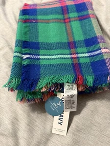 NWT Old Navy girls Plaid Blanket Scarf Fringe Green Pink Blue OS - Picture 1 of 2