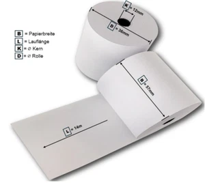 50 Thermorollen Kassenrollen 57mm x 14m x 12mm - Bonrollen - 50 Rollen - Bild 1 von 1