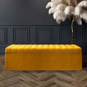 Safar Large Ottoman Storage Box, Blanket Box, Velvet Shoe Bench, Window Bench - Picture 1 of 91
