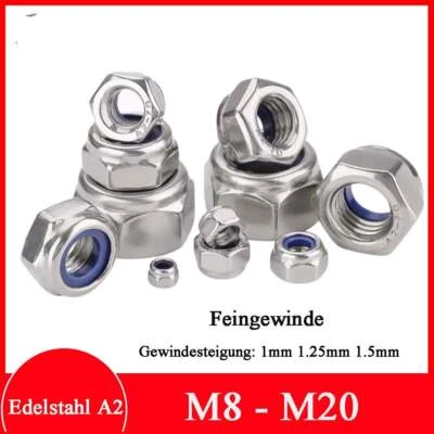 M8 - M20 Sechskantmutter Selbstsichernd DIN 985 Feingewinde Stopmutter Sicherung - Bild 1 von 4