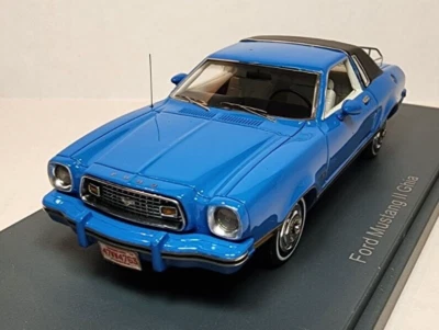 Neo Scale Models 1:43 1974 Ford Mustang II Ghia Light Grabber Blue/Blk VERY RARE - Image 1 of 4