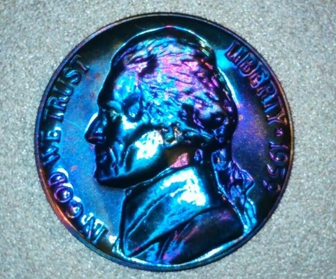1975 S RAINBOW TONED Jefferson Nickel, 239 WOW! Cover