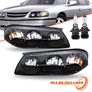 For 2000-2005 Chevy Impala SS LS Base Black Headlights w/ bulbs LH+RH Sets 00-05 - Picture 1 of 6