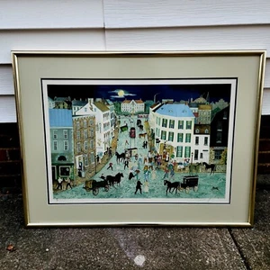 Will Moses "Street Dance" Signed Lithograph #108/375 Framed 29.5x 20.5” Folk Art - Picture 1 of 14