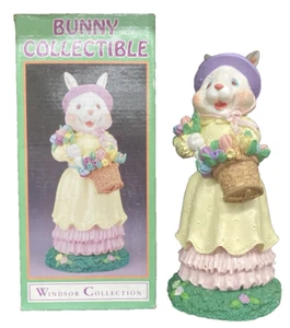 Estatuilla de conejo niña coleccionable de resina vintage con caja de 6" de alto - Imagen 1 de 7