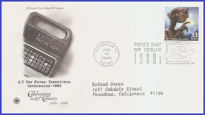 USA4 #3190m ADDR PCS ARTCRAFT FDC   1980s E.T. The Extra-Terrestrial - Image 1 of 1