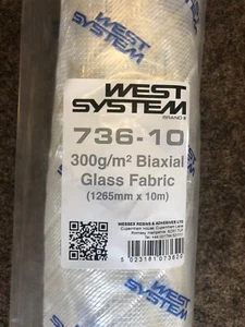 West System 736-10 Glasgewebe Glasfaser 10m x 1,26m 300g/m² Boot Epoxid - Bild 1 von 2