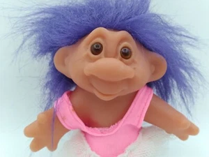 Bailarina Muñeca Troll Norfin Dam De Colección con Pelo Púrpura y Vestido Tutú Rosa 5" - Imagen 1 de 11