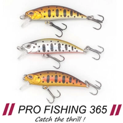 REALSCALE 3 x Mini Countdown Sinking Minnows Trout Perch Chub Pike Lures FREE DELIVERY