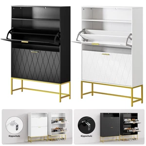 Schuhschrank mit 2 Klappen Schuhkipper Schuhregal 80x24x117cm 11-16 Paar - Bild 1 von 38