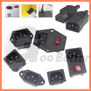 IEC Mains Power Adapter Plug Socket Inlet Outlet Cable Connectors AC-01 02 03 04 - Picture 1 of 20